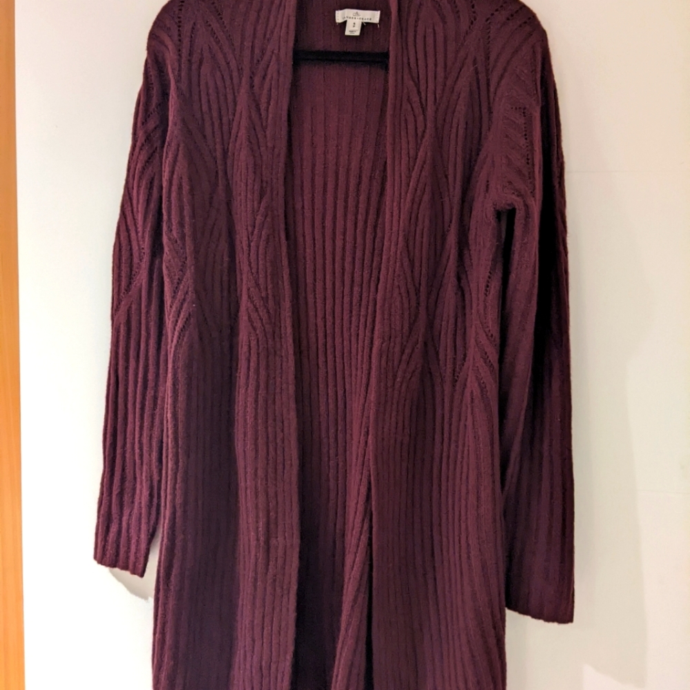 Maroon red long cardigan